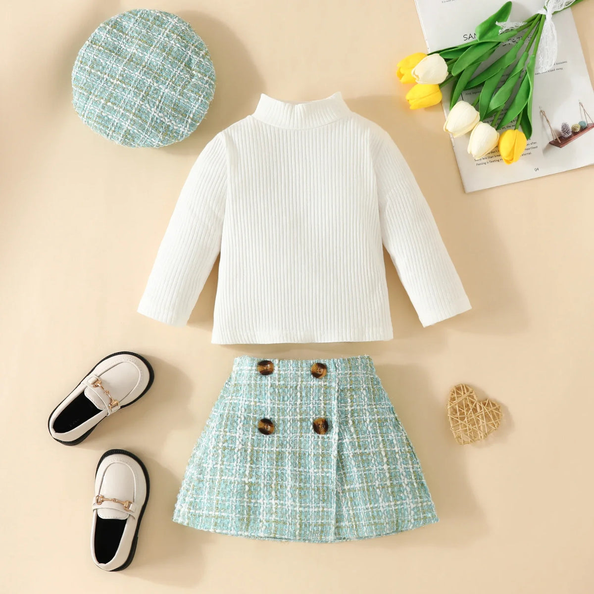 BABY GIRL SET SUIT Green & White