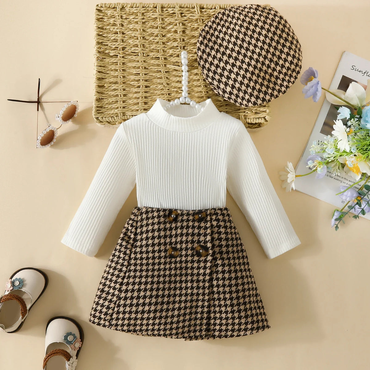 BABY GIRL SET SUIT Brown & White